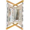 Ambesonne Feminine Magazine and Book Holder, Pattern of Lipstick Kiss Marks Woman Valentines Wedding Theme Illustration, Floor Rack Decor for Interior of Home & Office, 22″ x 19″, White Red(Mustard Black)