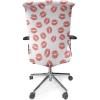 Ambesonne Feminine Office Chair Cover, Pattern of Lipstick Kiss Marks Woman Valentines Wedding Theme Illustration, Stretchable Decorative Universal Size High Back Printed Slipcover, White Red(White Red)