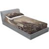 Ambesonne Fox Fitted Sheet & Pillow Sham Set, Fox in The Winter Forest Abstract Cartoon Trees and Nature Animal Pattern, Decorative Printed 2 Piece Bedding Decor Set, Twin, Pale Sage Green Orange(Brown Beige)