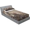 Ambesonne Fox Fitted Sheet & Pillow Sham Set, Fox in The Winter Forest Abstract Cartoon Trees and Nature Animal Pattern, Decorative Printed 2 Piece Bedding Decor Set, Twin, Pale Sage Green Orange(Brown Beige)
