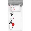 Ambesonne Fox Fitted Sheet & Pillow Sham Set, Fox in The Winter Forest Abstract Cartoon Trees and Nature Animal Pattern, Decorative Printed 2 Piece Bedding Decor Set, Twin, Pale Sage Green Orange(Red White Black)