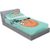 Ambesonne Fox Fitted Sheet & Pillow Sham Set, Fox in The Winter Forest Abstract Cartoon Trees and Nature Animal Pattern, Decorative Printed 2 Piece Bedding Decor Set, Twin, Pale Sage Green Orange(Seafoam Orange)