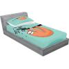 Ambesonne Fox Fitted Sheet & Pillow Sham Set, Fox in The Winter Forest Abstract Cartoon Trees and Nature Animal Pattern, Decorative Printed 2 Piece Bedding Decor Set, Twin, Pale Sage Green Orange(Seafoam Orange)