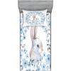 Ambesonne Fox Fitted Sheet & Pillow Sham Set, Fox in The Winter Forest Abstract Cartoon Trees and Nature Animal Pattern, Decorative Printed 2 Piece Bedding Decor Set, Twin, Pale Sage Green Orange(Blue White)