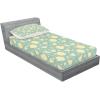 Ambesonne Fox Fitted Sheet & Pillow Sham Set, Fox in The Winter Forest Abstract Cartoon Trees and Nature Animal Pattern, Decorative Printed 2 Piece Bedding Decor Set, Twin, Pale Sage Green Orange(Pale Yellow Turquoise)