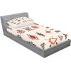 Ambesonne Fox Fitted Sheet & Pillow Sham Set, Fox in The Winter Forest Abstract Cartoon Trees and Nature Animal Pattern, Decorative Printed 2 Piece Bedding Decor Set, Twin, Pale Sage Green Orange(Brown Orange)