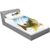 Ambesonne Fox Fitted Sheet & Pillow Sham Set, Fox in The Winter Forest Abstract Cartoon Trees and Nature Animal Pattern, Decorative Printed 2 Piece Bedding Decor Set, Twin, Pale Sage Green Orange(Blue and Green)