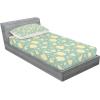 Ambesonne Fox Fitted Sheet & Pillow Sham Set, Fox in The Winter Forest Abstract Cartoon Trees and Nature Animal Pattern, Decorative Printed 2 Piece Bedding Decor Set, Twin, Pale Sage Green Orange(Pale Yellow Turquoise)