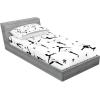 Ambesonne Fox Fitted Sheet & Pillow Sham Set, Fox in The Winter Forest Abstract Cartoon Trees and Nature Animal Pattern, Decorative Printed 2 Piece Bedding Decor Set, Twin, Pale Sage Green Orange(Black and White)