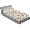 Ambesonne Fox Fitted Sheet & Pillow Sham Set, Fox in The Winter Forest Abstract Cartoon Trees and Nature Animal Pattern, Decorative Printed 2 Piece Bedding Decor Set, Twin, Pale Sage Green Orange(Pale Sage Green Orange)
