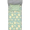 Ambesonne Fox Fitted Sheet & Pillow Sham Set, Fox in The Winter Forest Abstract Cartoon Trees and Nature Animal Pattern, Decorative Printed 2 Piece Bedding Decor Set, Twin, Pale Sage Green Orange(Pale Yellow Turquoise)