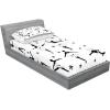 Ambesonne Fox Fitted Sheet & Pillow Sham Set, Fox in The Winter Forest Abstract Cartoon Trees and Nature Animal Pattern, Decorative Printed 2 Piece Bedding Decor Set, Twin, Pale Sage Green Orange(Black and White)