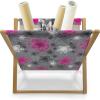 Ambesonne Rose Magazine and Book Holder, Valentine’s Day Retro Style Petals with Leaves Ornamental Growth Pattern, Floor Rack Decor for Interior of Home & Office, 22″ x 19″, Ruby Hunter Green Black(Hot Pink Black Grey)