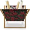 Ambesonne Rose Magazine and Book Holder, Valentine’s Day Retro Style Petals with Leaves Ornamental Growth Pattern, Floor Rack Decor for Interior of Home & Office, 22″ x 19″, Ruby Hunter Green Black(Ruby Hunter Green Black)