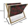 Ambesonne Rose Magazine and Book Holder, Valentine’s Day Retro Style Petals with Leaves Ornamental Growth Pattern, Floor Rack Decor for Interior of Home & Office, 22″ x 19″, Ruby Hunter Green Black(Ruby Hunter Green Black)