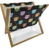 Ambesonne Cartoon Magazine and Book Holder, Vertical Stripes with Bow Ties Pale Palette Illustration Valentines Day, Floor Rack Decor for Interior of Home & Office, 22″ x 19″, Pale Pink Rose(Black Multicolor)