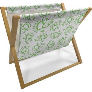 Ambesonne Cartoon Magazine and Book Holder, Vertical Stripes with Bow Ties Pale Palette Illustration Valentines Day, Floor Rack Decor for Interior of Home & Office, 22″ x 19″, Pale Pink Rose(Lime Green)