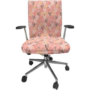 Ambesonne Coral Office Chair Cover, Scribbled Little and Big Different Size Heart Forms Love Valentines Mothers Day Theme, Stretchable Decorative Universal Size High Back Printed Slipcover, Coral(Coral)