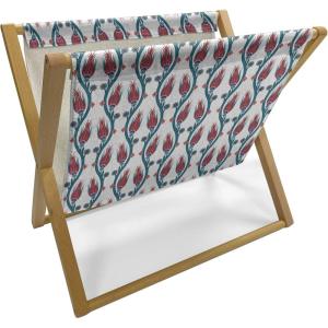 Ambesonne Feminine Magazine and Book Holder, Pattern of Lipstick Kiss Marks Woman Valentines Wedding Theme Illustration, Floor Rack Decor for Interior of Home & Office, 22″ x 19″, White Red(Red Teal)