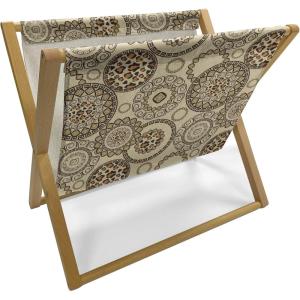 Ambesonne Feminine Magazine and Book Holder, Pattern of Lipstick Kiss Marks Woman Valentines Wedding Theme Illustration, Floor Rack Decor for Interior of Home & Office, 22″ x 19″, White Red(Brown Beige)