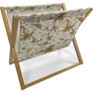 Ambesonne Feminine Magazine and Book Holder, Pattern of Lipstick Kiss Marks Woman Valentines Wedding Theme Illustration, Floor Rack Decor for Interior of Home & Office, 22″ x 19″, White Red(White Yellow Beige)