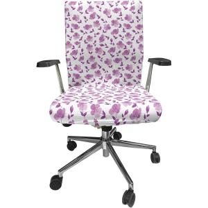 Ambesonne Flower Office Chair Cover, Floral Pattern Romantic Spring Valentines Day Wedding Anniversary Theme Art, Stretchable Decorative Universal Size High Back Printed Slipcover, Violet White(Violet White)