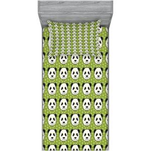 Ambesonne Fox Fitted Sheet & Pillow Sham Set, Fox in The Winter Forest Abstract Cartoon Trees and Nature Animal Pattern, Decorative Printed 2 Piece Bedding Decor Set, Twin, Pale Sage Green Orange(Olive Green)