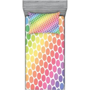 Ambesonne Fox Fitted Sheet & Pillow Sham Set, Fox in The Winter Forest Abstract Cartoon Trees and Nature Animal Pattern, Decorative Printed 2 Piece Bedding Decor Set, Twin, Pale Sage Green Orange(Pink Yellow)