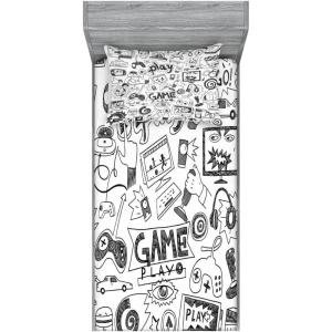 Ambesonne Fox Fitted Sheet & Pillow Sham Set, Fox in The Winter Forest Abstract Cartoon Trees and Nature Animal Pattern, Decorative Printed 2 Piece Bedding Decor Set, Twin, Pale Sage Green Orange(Charcoal Black)