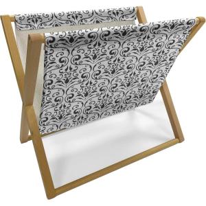 Ambesonne Hearts Magazine and Book Holder, Bicycles and Heart and Romantic Scene Valentine’s Day Theme, Floor Rack Decor for Interior of Home & Office, 22″ x 19″, Dark Grey and White(Charcoal Grey White)