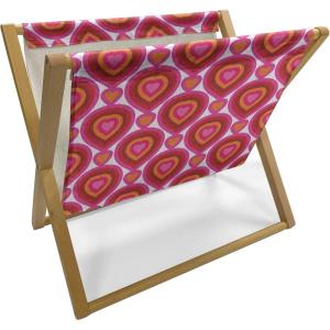 Ambesonne Hearts Magazine and Book Holder, Colorful Graphic Tile Pattern with Hearts in Drop Shapes Valentines Day, Floor Rack Decor for Interior of Home & Office, 22″ x 19″, Pink Red Orange(Pink Red Orange)