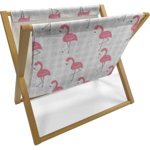 Ambesonne Hearts Magazine and Book Holder, Colorful Graphic Tile Pattern with Hearts in Drop Shapes Valentines Day, Floor Rack Decor for Interior of Home & Office, 22″ x 19″, Pink Red Orange(Pale Grey Coral Black)