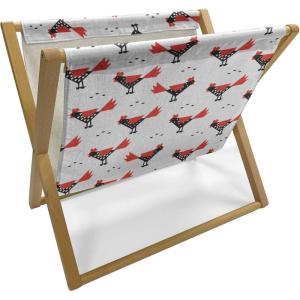 Ambesonne Hearts Magazine and Book Holder, Colorful Graphic Tile Pattern with Hearts in Drop Shapes Valentines Day, Floor Rack Decor for Interior of Home & Office, 22″ x 19″, Pink Red Orange(Vermilion Black and White)
