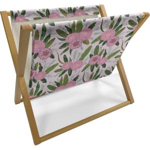 Ambesonne Hearts Magazine and Book Holder, Colorful Graphic Tile Pattern with Hearts in Drop Shapes Valentines Day, Floor Rack Decor for Interior of Home & Office, 22″ x 19″, Pink Red Orange(Lilac Olive Green and Pink)
