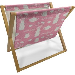 Ambesonne Hearts Magazine and Book Holder, Pastel Heart Shaped Spots Valentine Gift Wrapping Pattern Dotty, Floor Rack Decor for Interior of Home & Office, 22″ x 19″, Dark Pink and Coral(Pastel Pink and Eggshell)