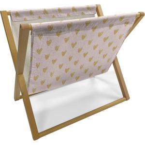 Ambesonne Hearts Magazine and Book Holder, Pastel Heart Shaped Spots Valentine Gift Wrapping Pattern Dotty, Floor Rack Decor for Interior of Home & Office, 22″ x 19″, Dark Pink and Coral(Eggshell Coffee)