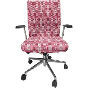 Ambesonne Love Office Chair Cover, Hearts for Valentine Checked Pattern Square Geometric Vintage, Stretchable Decorative Universal Size High Back Printed Slipcover, Dried Rose White(Dried Rose White)