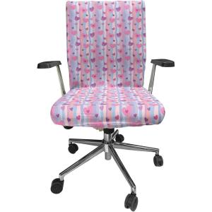 Ambesonne Love Office Chair Cover, Hearts for Valentine Vertical Stripes Lines Ornament Romance Wedding, Stretchable Decorative Universal Size High Back Printed Slipcover, Pale Mauve Purple(Pale Mauve Purple)