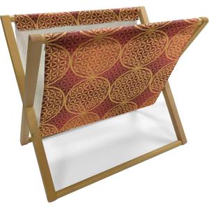 Ambesonne Orange Magazine and Book Holder, Romantic Valentines Day Bridal Theme Hearts with Swirl Branches Image, Floor Rack Decor for Interior of Home & Office, 22″ x 19″, Dark Brown Vermilion(Mustard Orange)