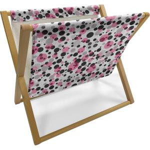 Ambesonne Romantic Magazine and Book Holder, Flowers Hearts Valentines Celebration Birthday Lovers Twiggy Branches, Floor Rack Decor for Interior of Home & Office, 22″ x 19″, Coral Pale Peach Pink(Grey Pink Black)