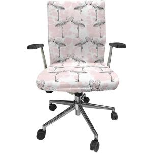 Ambesonne Romantic Office Chair Cover, Flamingos Shaping Hearts Heads Love Animal Valentines Illustration, Stretchable Decorative Universal Size High Back Printed Slipcover, Pale Pink Grey(Pale Pink Grey)