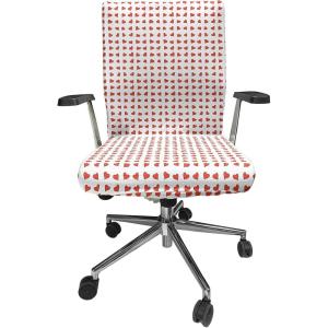 Ambesonne Romantic Office Chair Cover, Heart Pattern Lovers Valentines Day Honeymoon Girls Doodle Design, Stretchable Decorative Universal Size High Back Printed Slipcover, Orange White(Orange White)