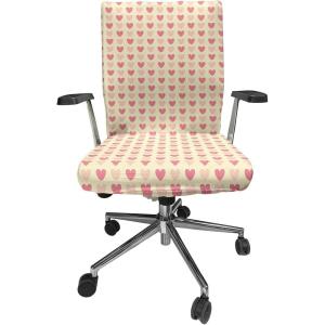 Ambesonne Romantic Office Chair Cover, Soft Colored Hearts in Love Valentines Day Repetitive Pattern, Stretchable Decorative Universal Size High Back Printed Slipcover, Pale Yellow Pale Pink(Pale Yellow Pale Pink)