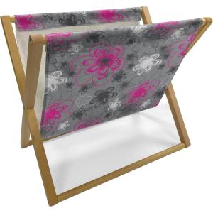 Ambesonne Rose Magazine and Book Holder, Valentine’s Day Retro Style Petals with Leaves Ornamental Growth Pattern, Floor Rack Decor for Interior of Home & Office, 22″ x 19″, Ruby Hunter Green Black(Hot Pink Black Grey)