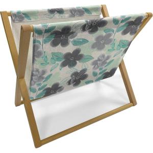 Ambesonne Rose Magazine and Book Holder, Valentine’s Day Retro Style Petals with Leaves Ornamental Growth Pattern, Floor Rack Decor for Interior of Home & Office, 22″ x 19″, Ruby Hunter Green Black(Charcoal Grey Mint Green)