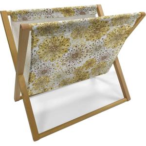 Ambesonne Rose Magazine and Book Holder, Valentine’s Day Retro Style Petals with Leaves Ornamental Growth Pattern, Floor Rack Decor for Interior of Home & Office, 22″ x 19″, Ruby Hunter Green Black(Khaki Brown White)