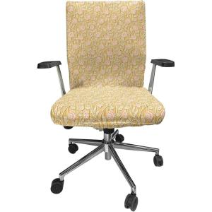 Ambesonne Shabby Flora Office Chair Cover, Romantic Rose Petals with Branches Nature Beauty Valentine Feminine Print, Stretchable Decorative Universal Size High Back Printed Slipcover, Pink and Yellow(Pink and Yellow)