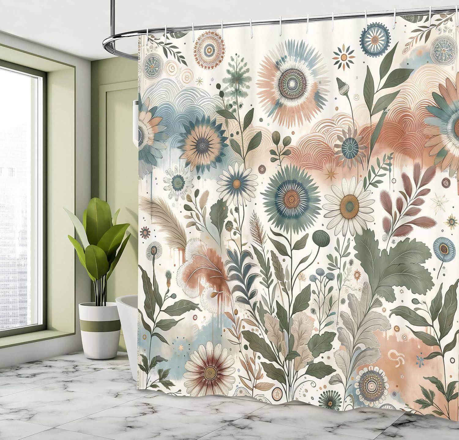 imageAmbesonne Blue Shower Curtain Floral Eucalyptus Branches Romantic Botanical Weeping Flowers in Cold Tones Cloth Fabric Bathroom Decor Set with Hooks 69 W x 75 L Laurel Green Sea BluePale Rose Slate Blue