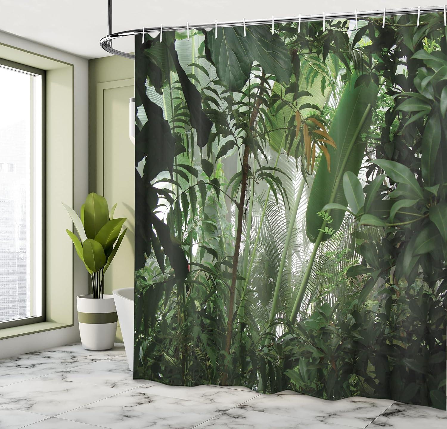 imageAmbesonne Blue Shower Curtain Floral Eucalyptus Branches Romantic Botanical Weeping Flowers in Cold Tones Cloth Fabric Bathroom Decor Set with Hooks 69 W x 75 L Laurel Green Sea BlueForest Green
