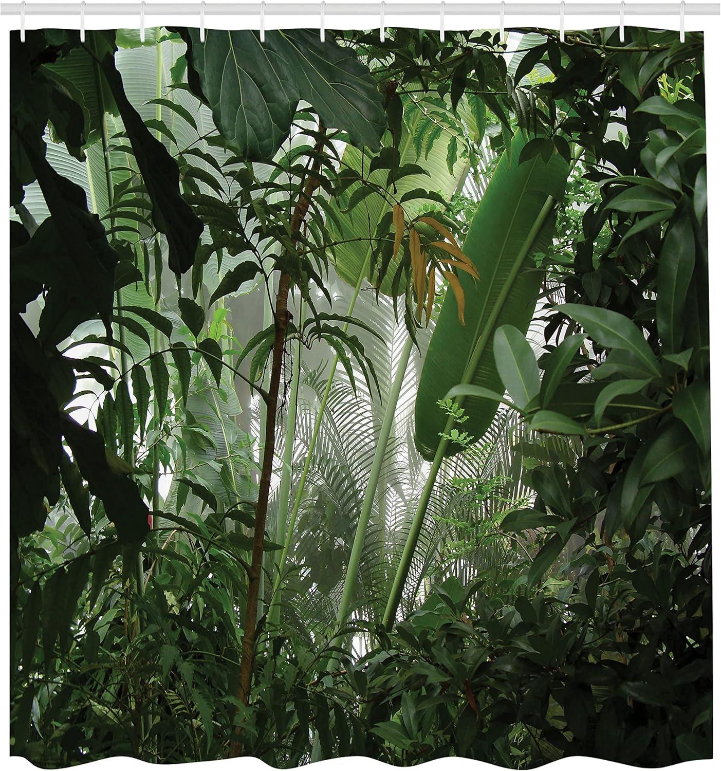 imageAmbesonne Blue Shower Curtain Floral Eucalyptus Branches Romantic Botanical Weeping Flowers in Cold Tones Cloth Fabric Bathroom Decor Set with Hooks 69 W x 75 L Laurel Green Sea BlueForest Green